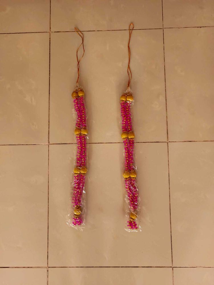New Unused Pink and Gold Beaded Haar Mala Necklace
