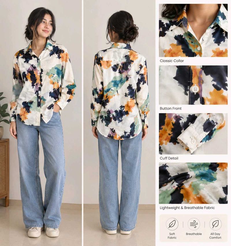 multicolor printed full sleeve long shirt