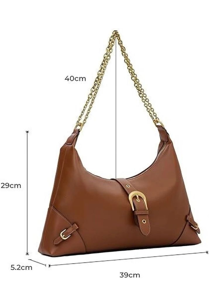 Miraggio Elegant Brown Hobo Bag with Gold Chain