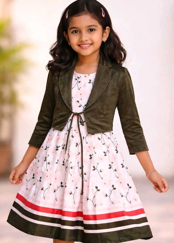 Elegant Floral Dress with Jacket for kids Girls