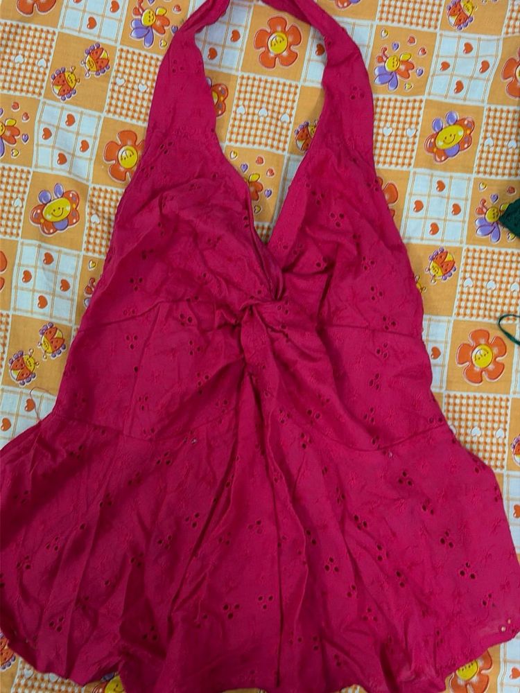 Pink Halter Neck Top