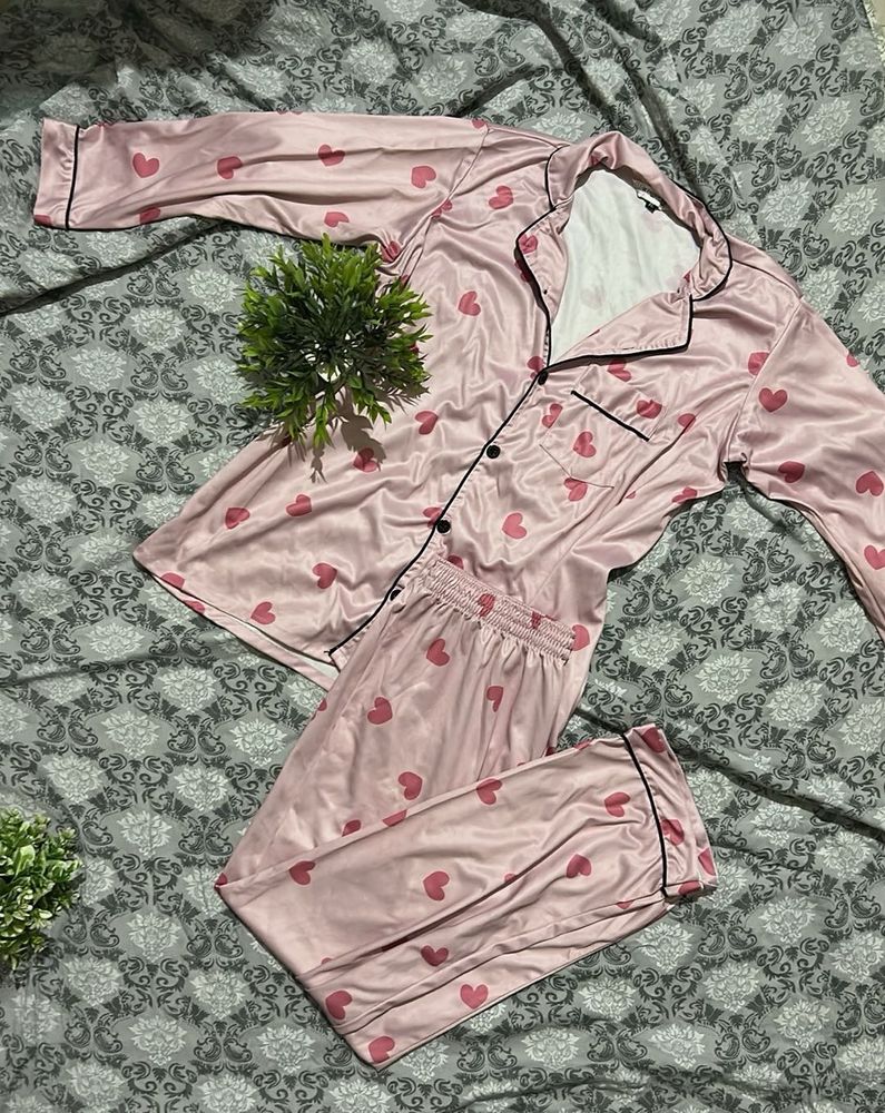 Satin Heart Pj Set