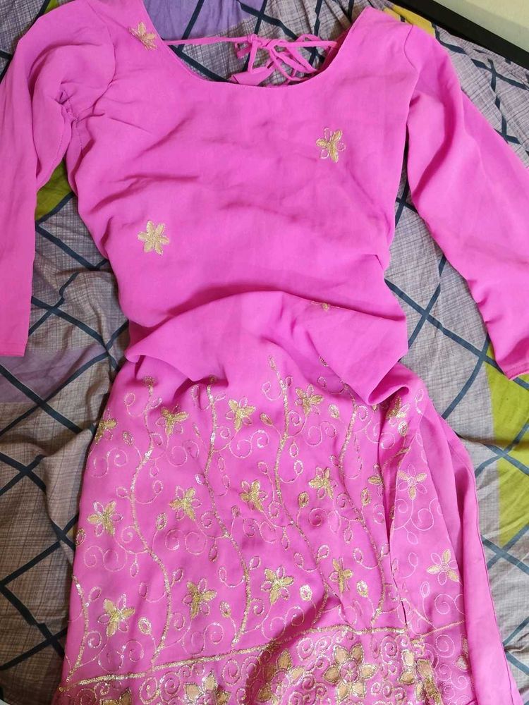 Pink Embroidered Lehenga Choli Set