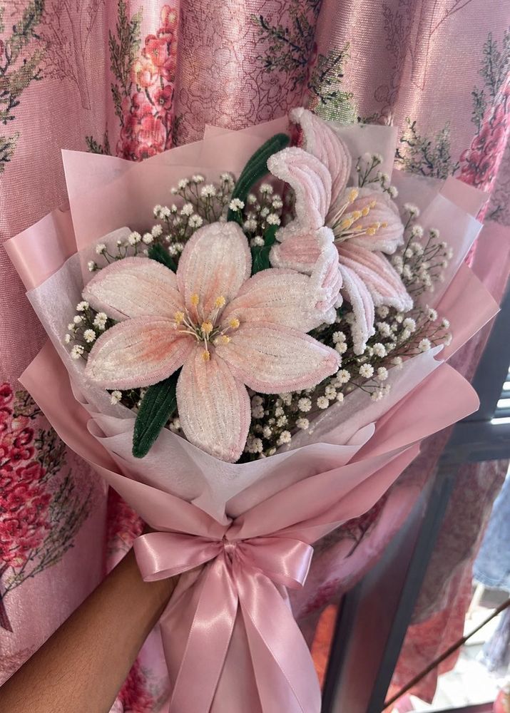 🌸 Handmade Blush Pink Lily Bouquet