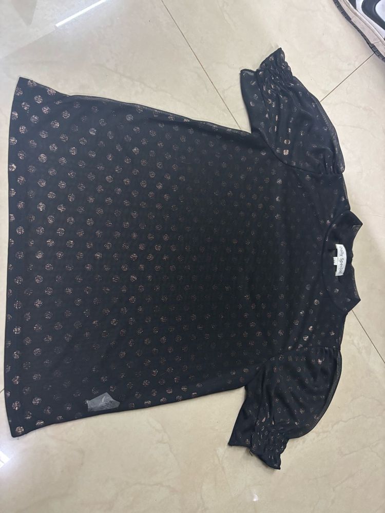 Sheer Black Polka Dot Top