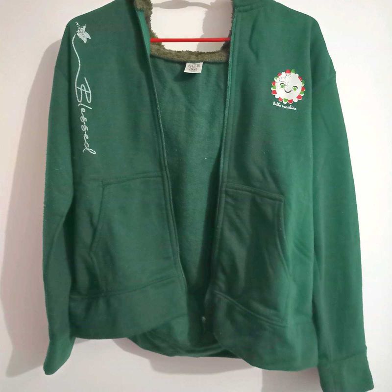 Green Embroidered Hoodie