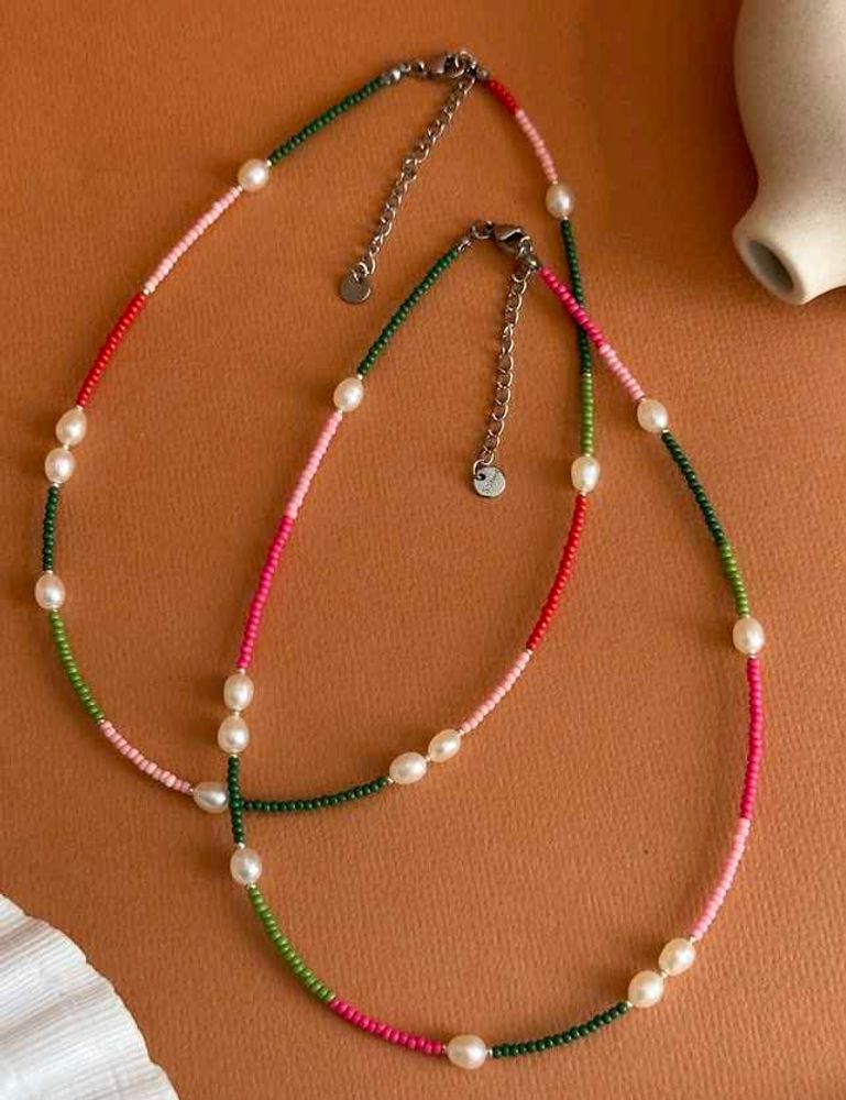Pearl &amp; Bead Choker Necklace Set