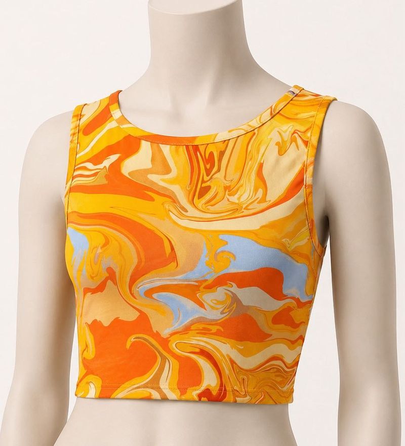 Sunset Swirl Print Crop Tank Top
