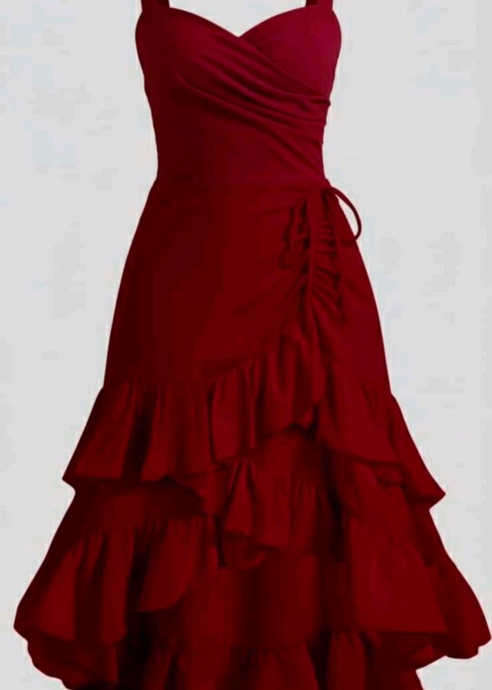 Elegant Red Velvet Dress
