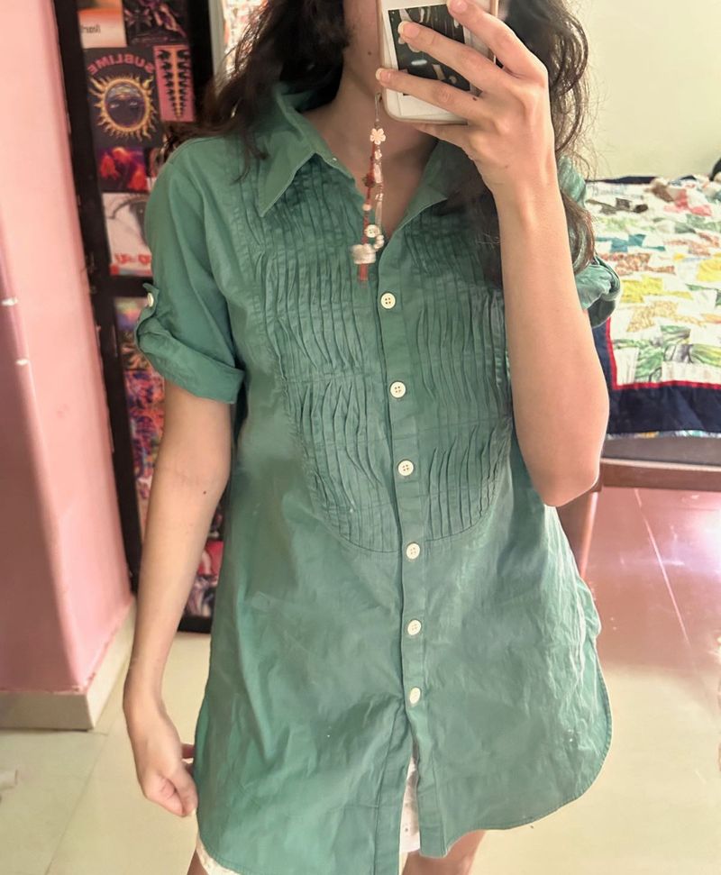 Green Button-Up Top
