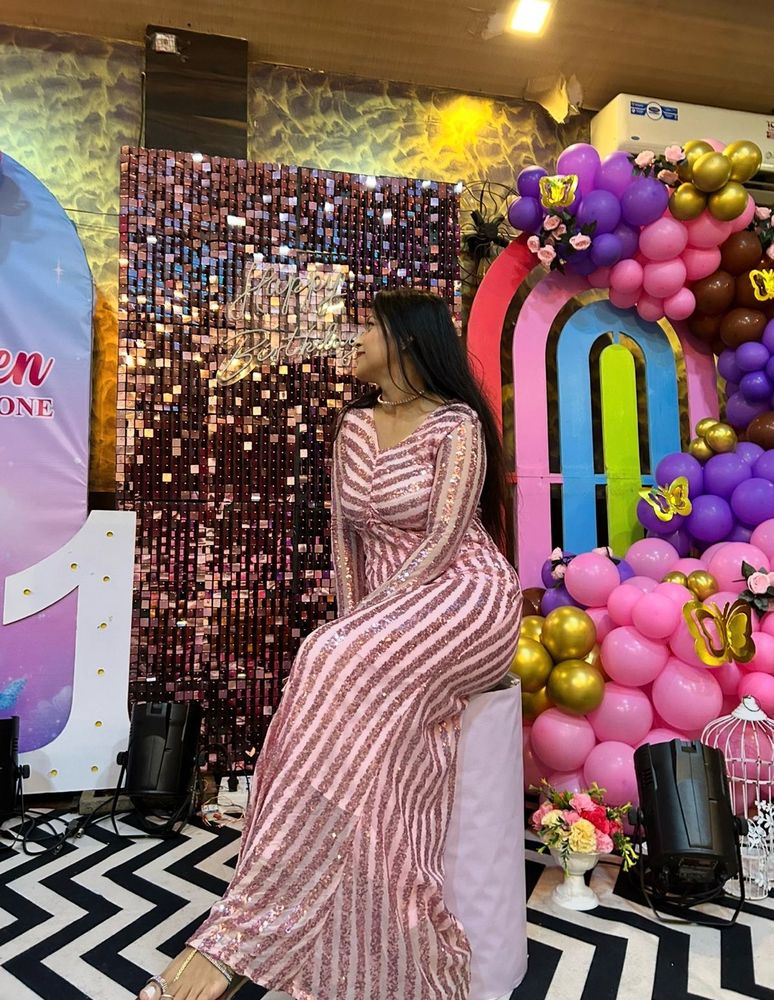 Sparkly Pink Striped Gown