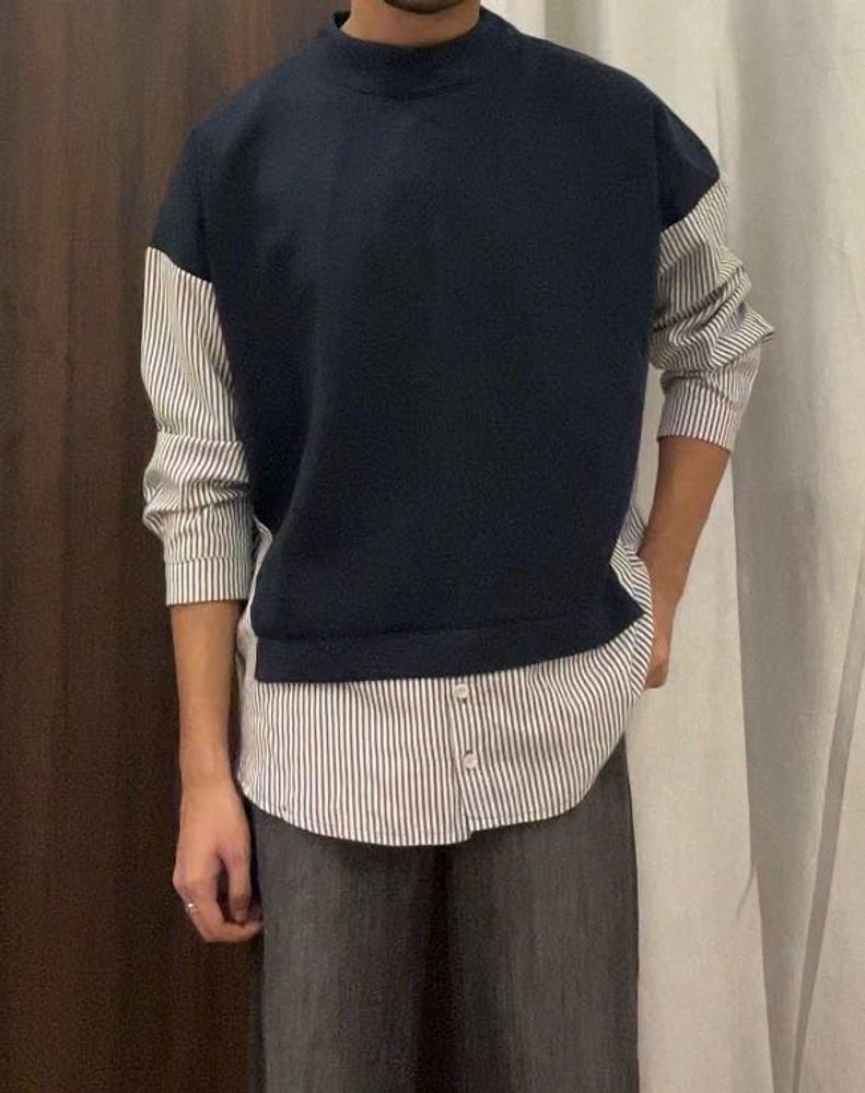 Stylish Layered Look Sweatshirt