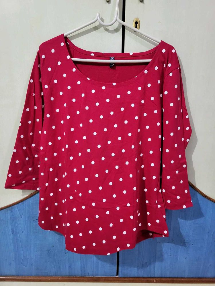VOGUISH POLKA DOT PINKISH RED TOP