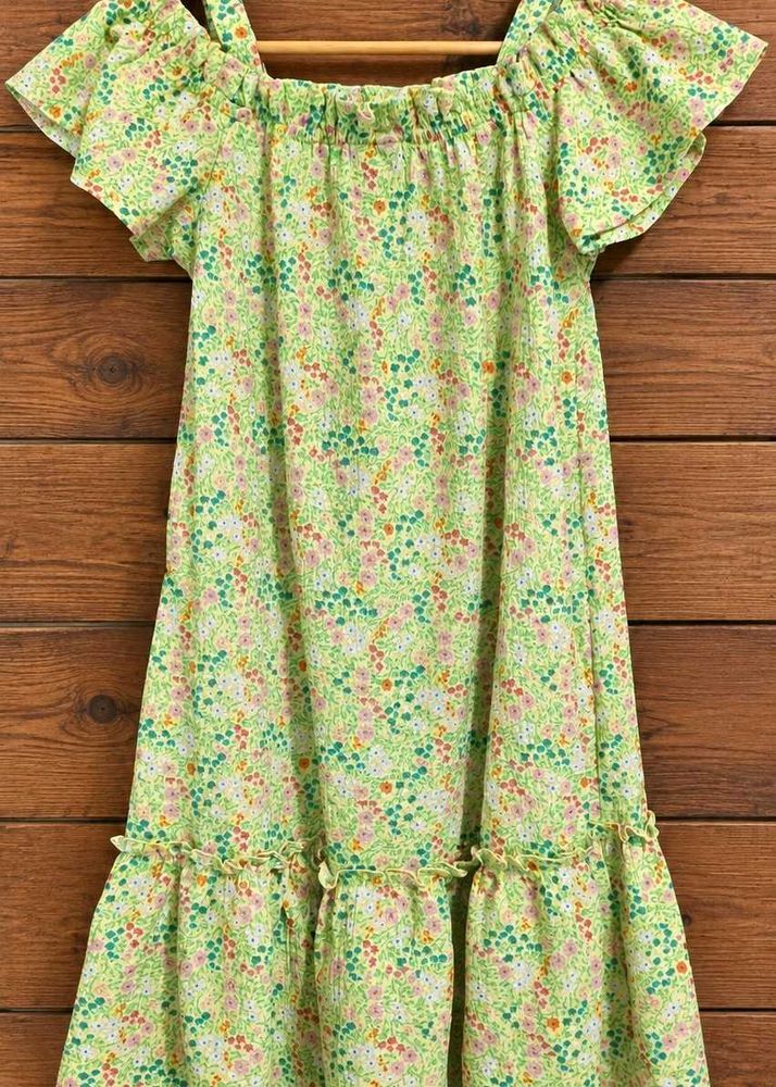 Matalan Girls Green Floral Cold Shoulder Dress – A
