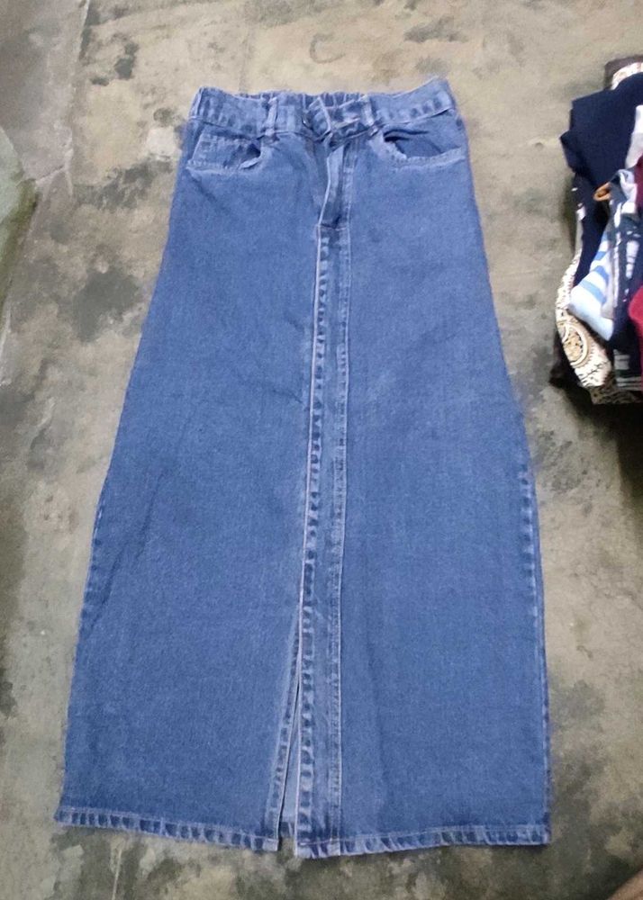 Classic Denim Maxi Skirt