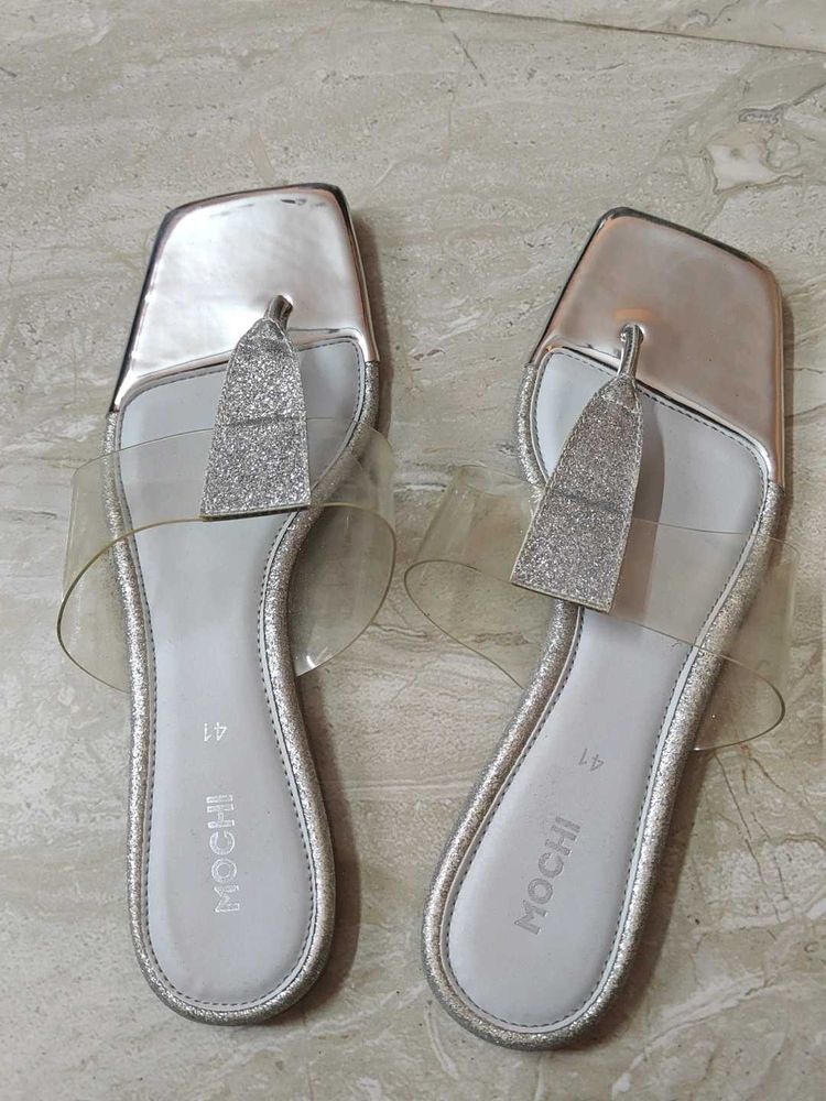 Free delivery - Mochi Silver Glitter flats