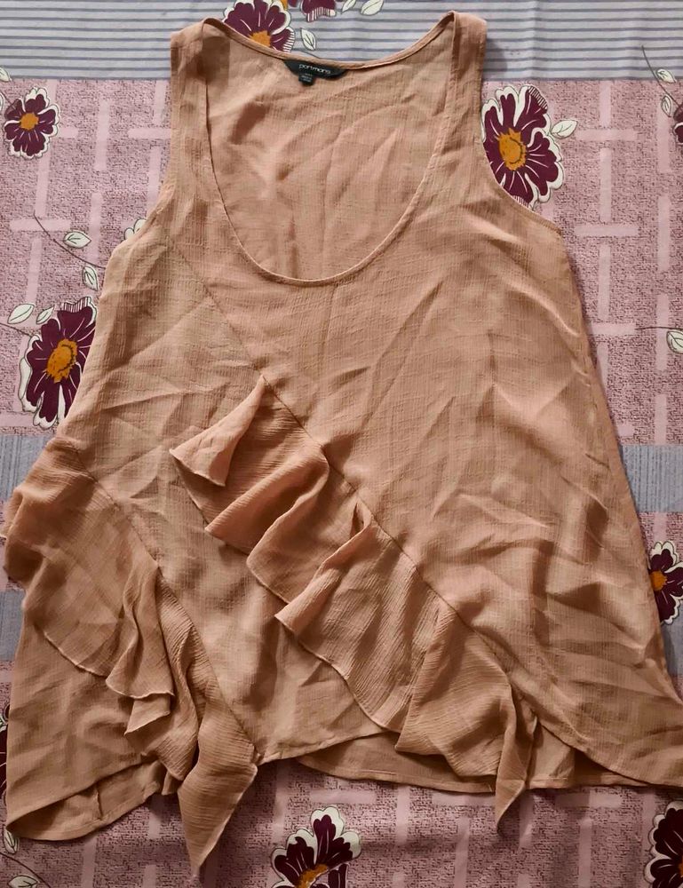 Sheer Ruffle Tank Top