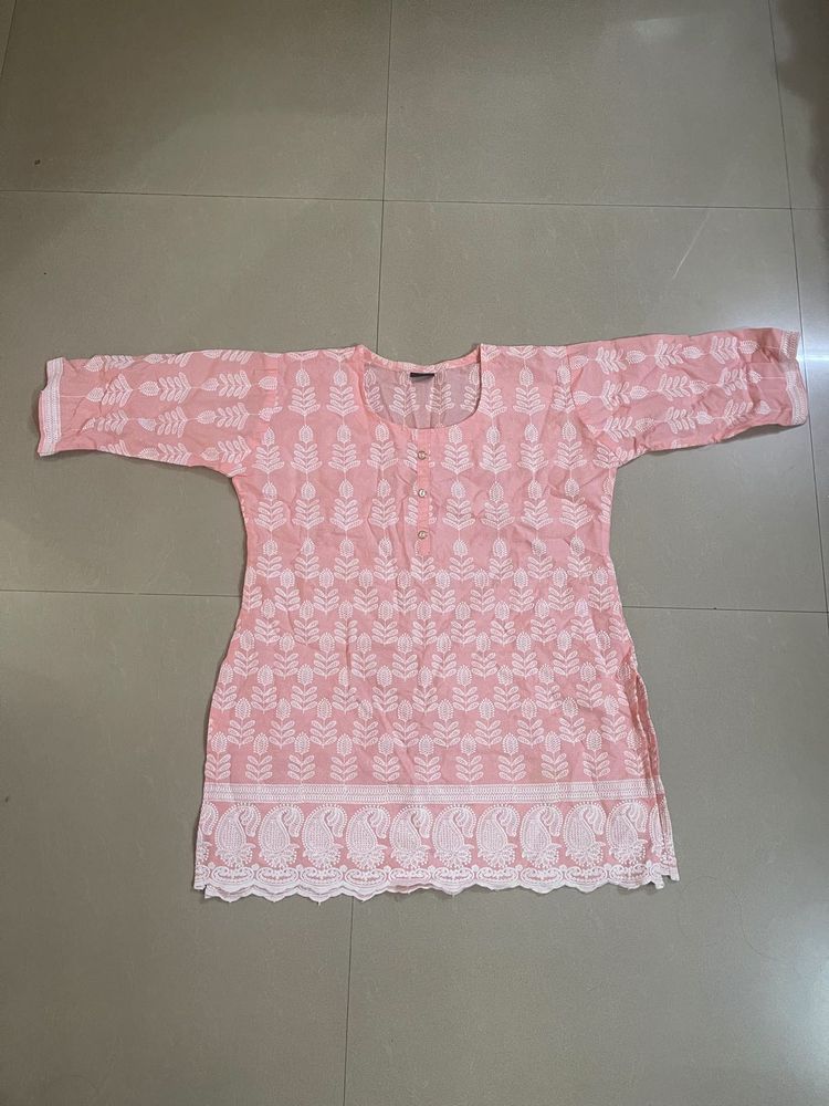 Beautiful Peach Chikankari Kurta