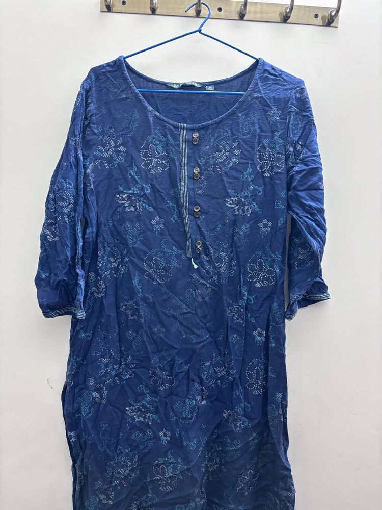 Blue Floral Print Kurta
