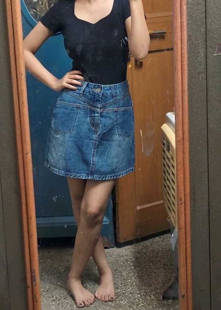 Blue Denim Mini Skirt