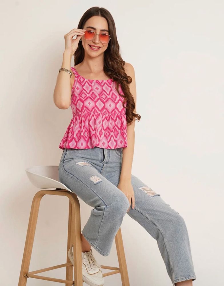 Pink Ethnic ikat top kurti