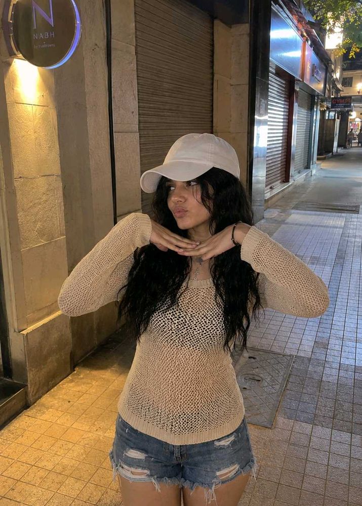 Sheer Knit Long Sleeve Top