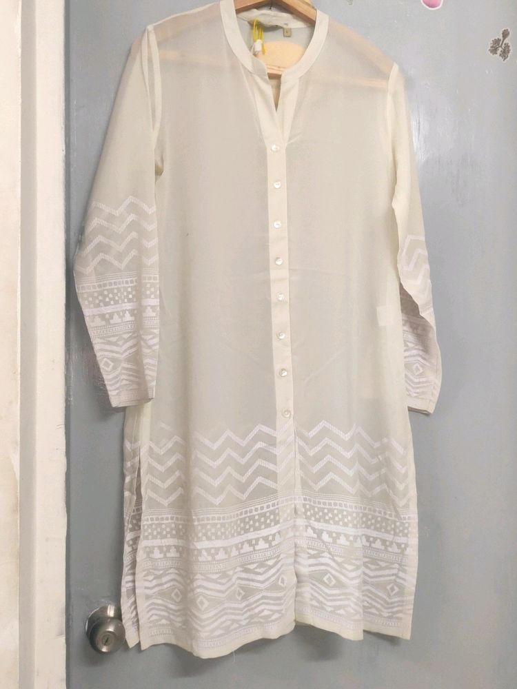 White Cream Transparent Kurta Branded Large Size