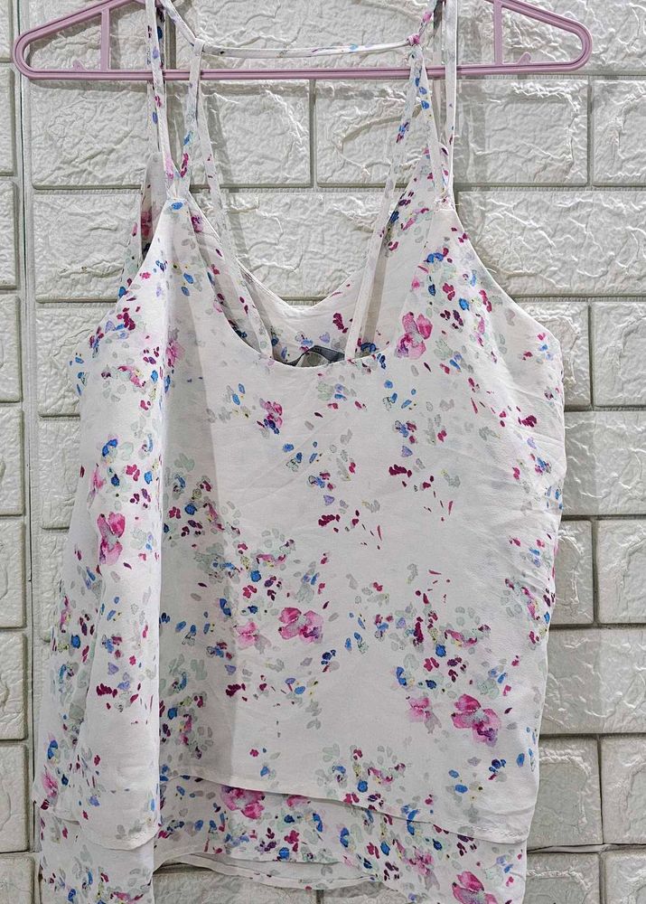 VERO MODA Cream Floral Layered Sleeveless Top