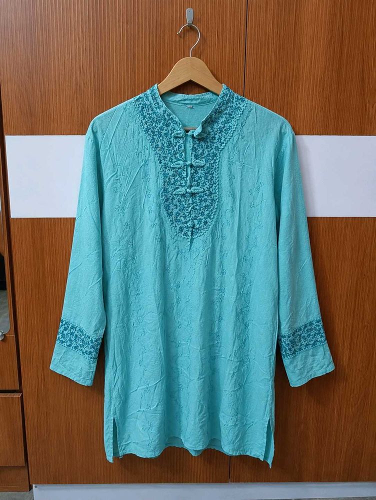 Turquoise Embroidered Kurta