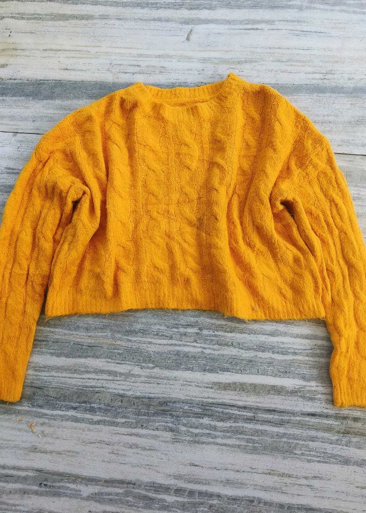 Mustard Knit Cropped Sweater