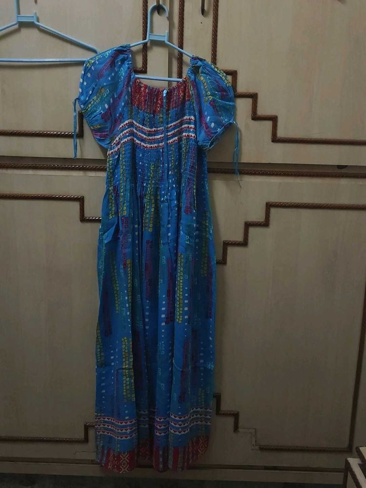 Boho Blue Bandana Print Maxi Dress