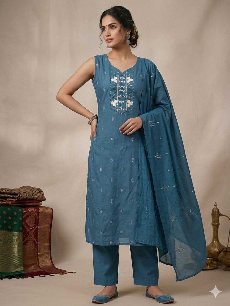 Elegant Blue Embroidered Kurta Set