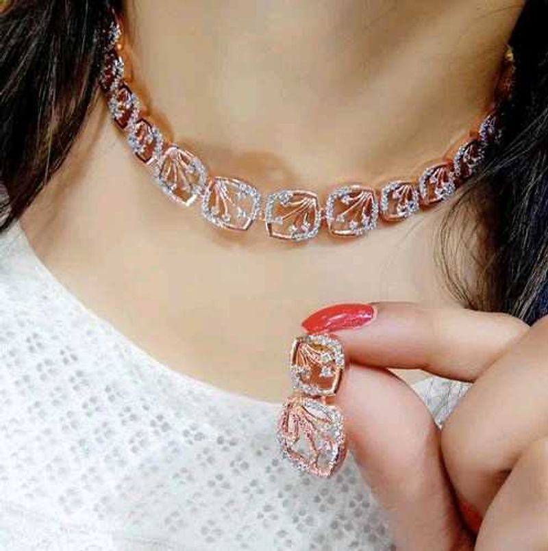 Rose Gold necklace and earring set