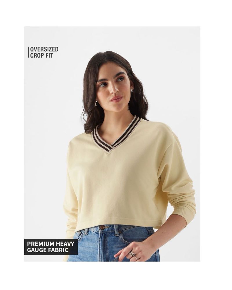 Oversized Crop Fit V-Neck Top