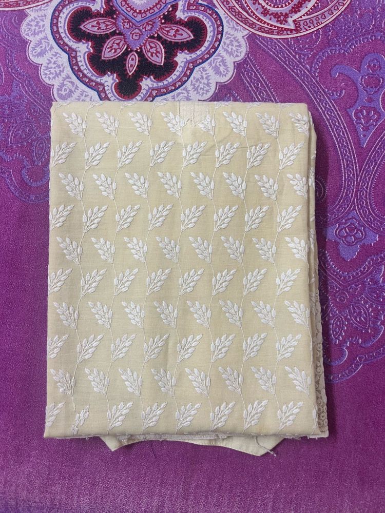 Chhavi Beige Cotton Chikankari Kurti - Size L