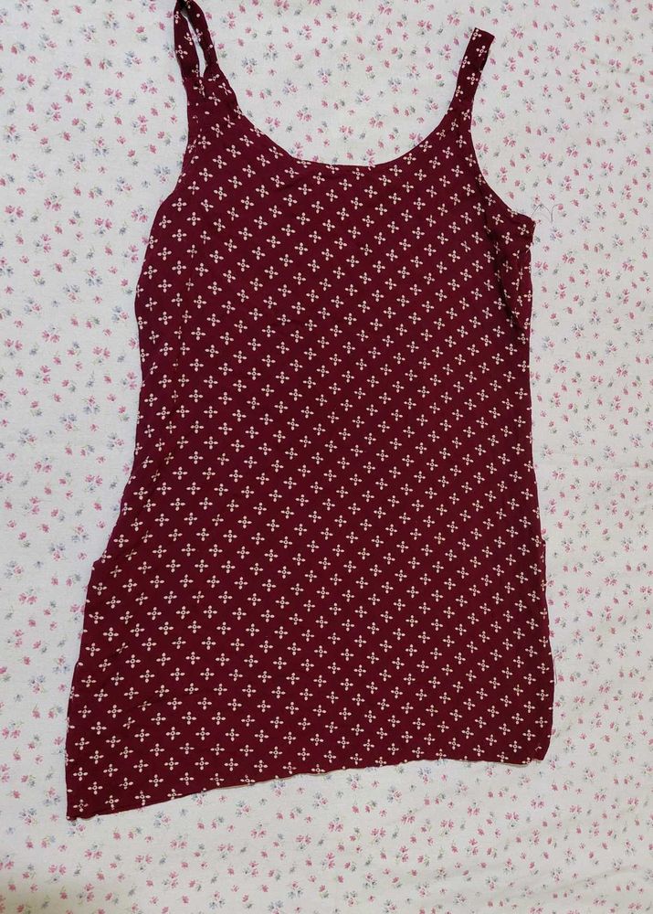 Maroon Printed Camisole Top