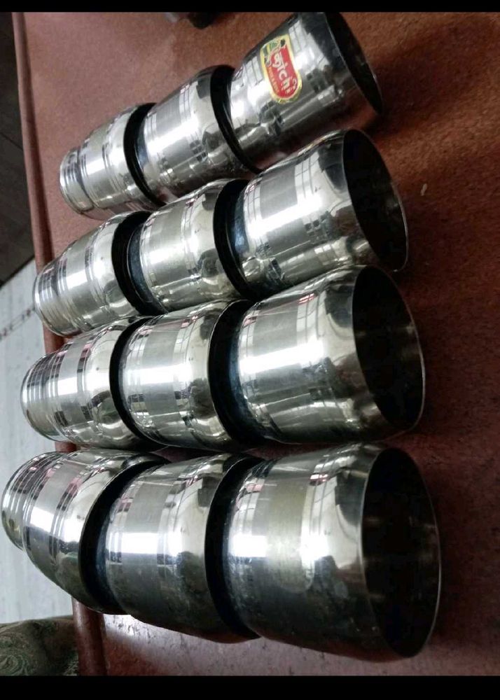 Set of 12  Stainless Steel Glasses with bengls