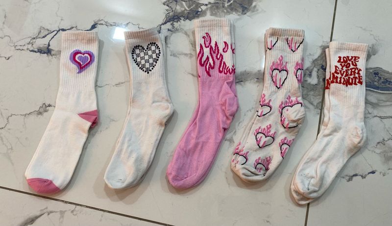 Cute Graphic Crew Socks Set 5