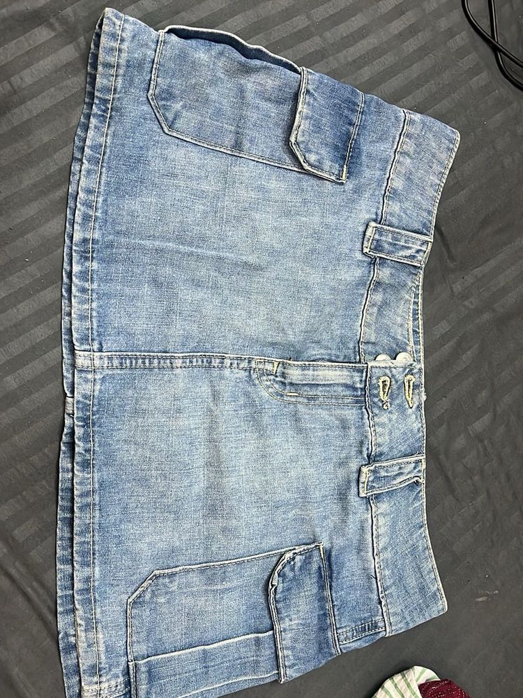Denim Cargo Skirt