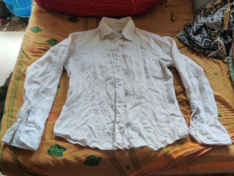 Linen Cotton White Shirt (Slim-fit)