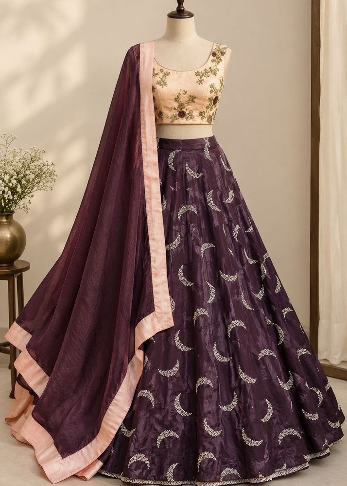 Brown Bow Moon Lehenga Choli Set