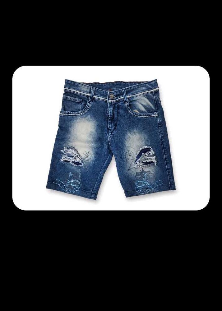 Distressed Blue Denim Shorts
