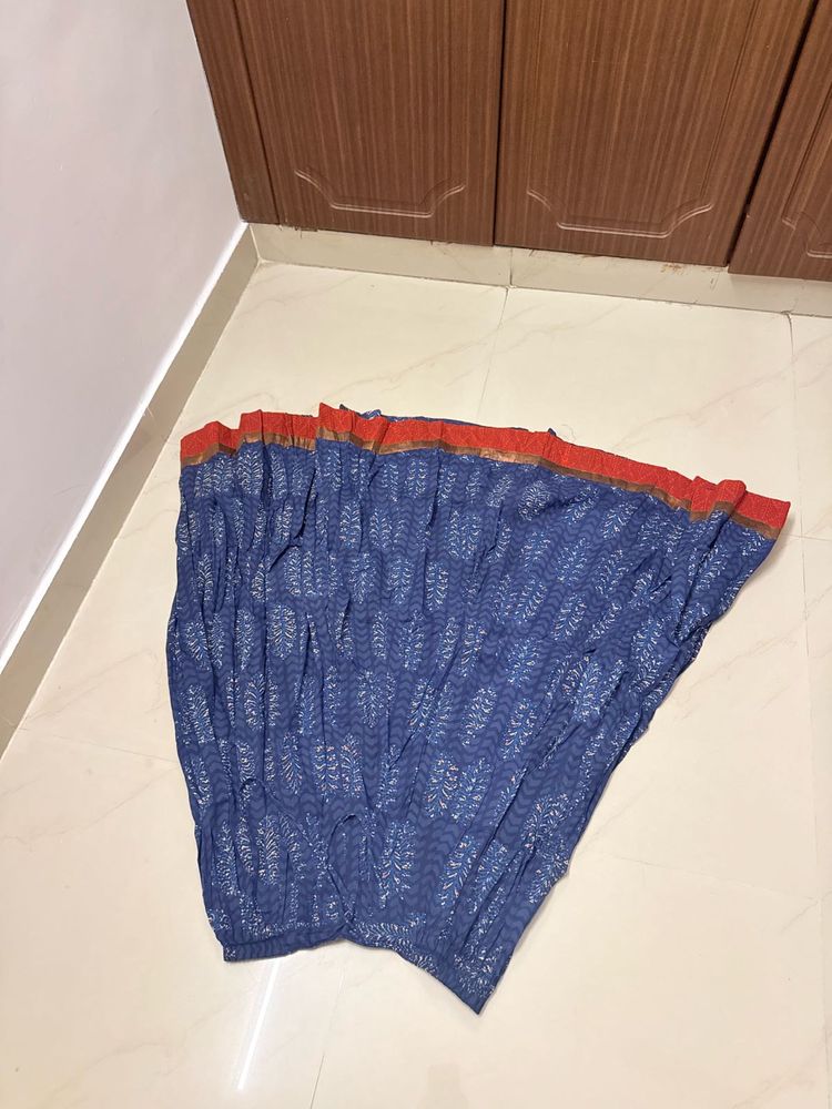 Blue Ethnic Print Skirt