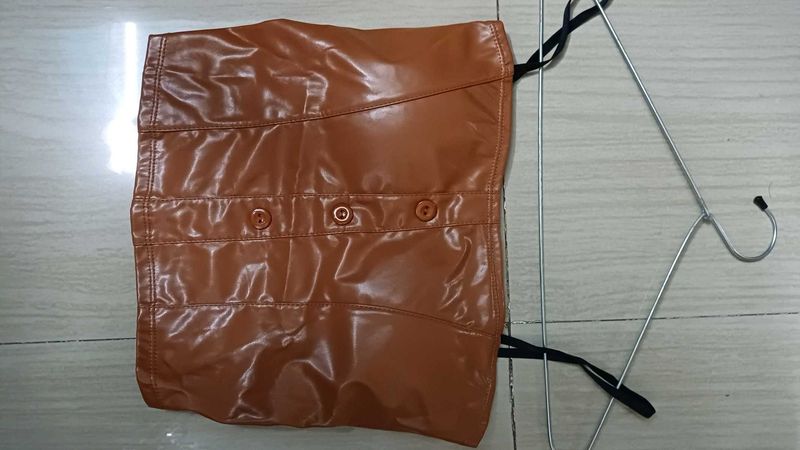 Tan Faux Leather Looking Corset Top