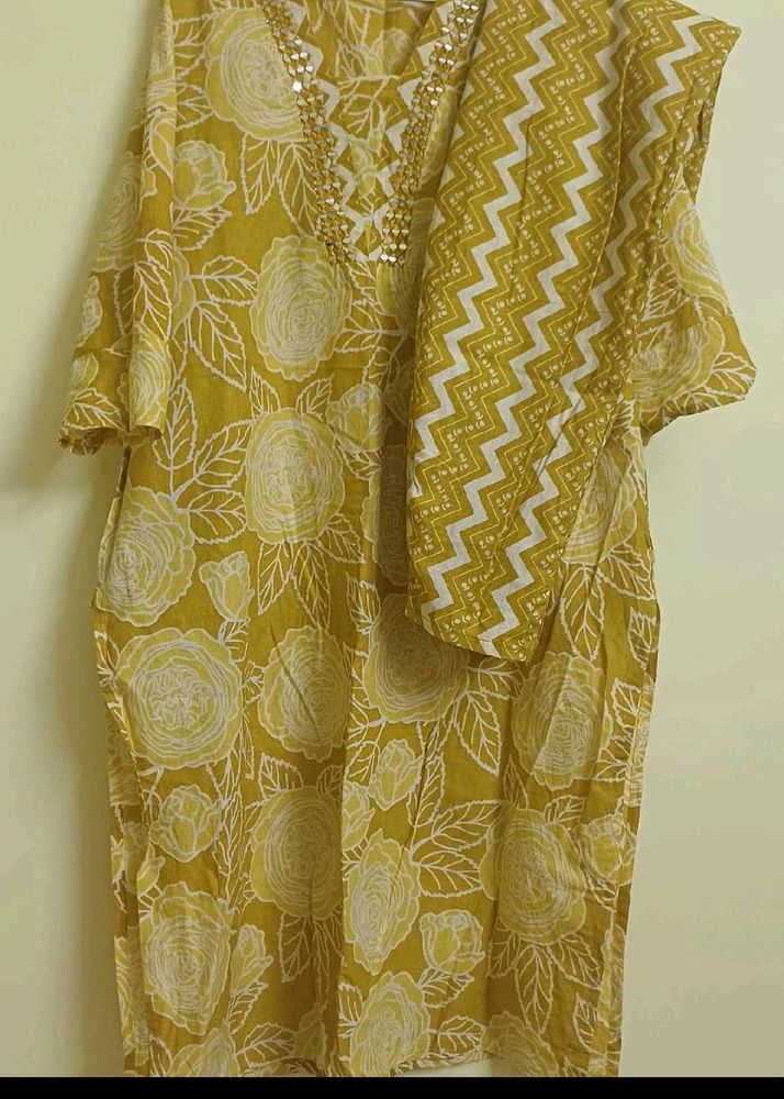 Yellow Floral Kurta Set