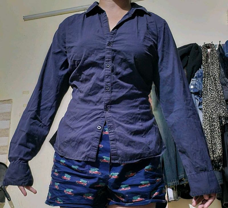 Classic Navy Blue Button-Down Shirt