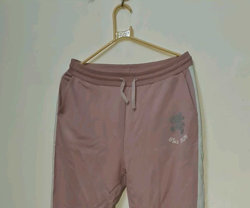 Pink Joggers with Side Stripe
