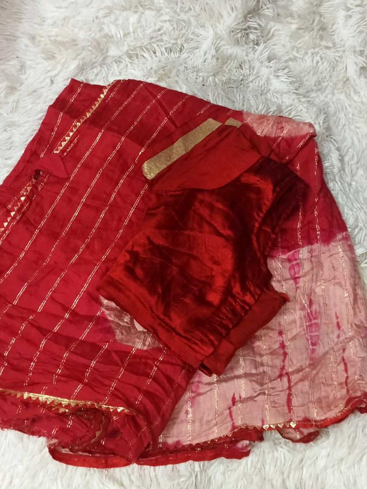 Red Saree with Blouse🥳🤩