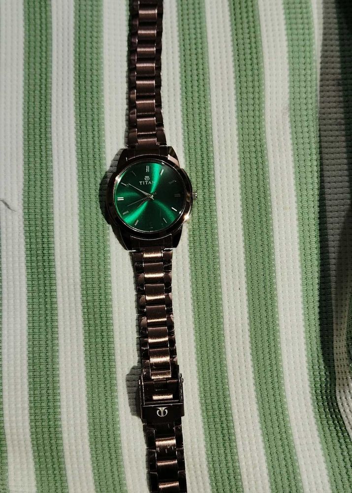 Titan Watch with Green Dial