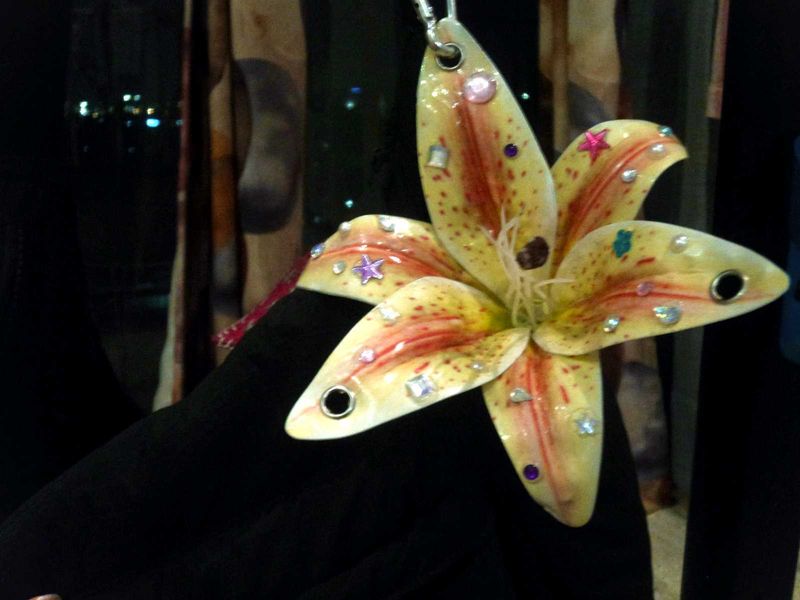 Handmade Whimsical Bedazzled Lily keychain